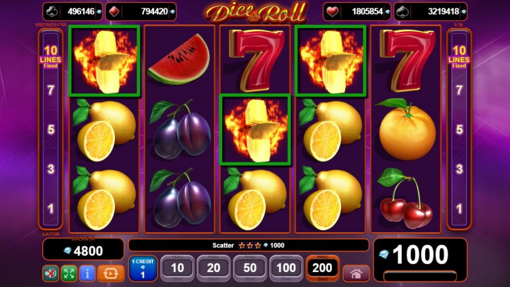 castig scatter egt la dice & roll