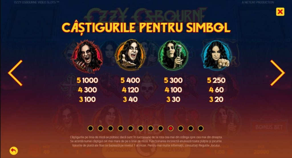 Simboluri slot Ozzy Osbourne NetEnt