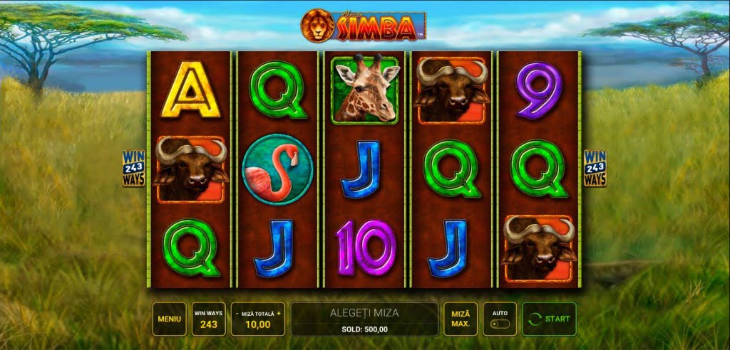 Ecran de început la African Simba (Novomatic)