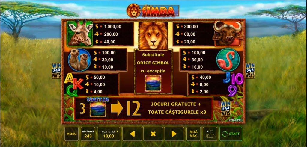 Simboluri African Simba (Novomatic)